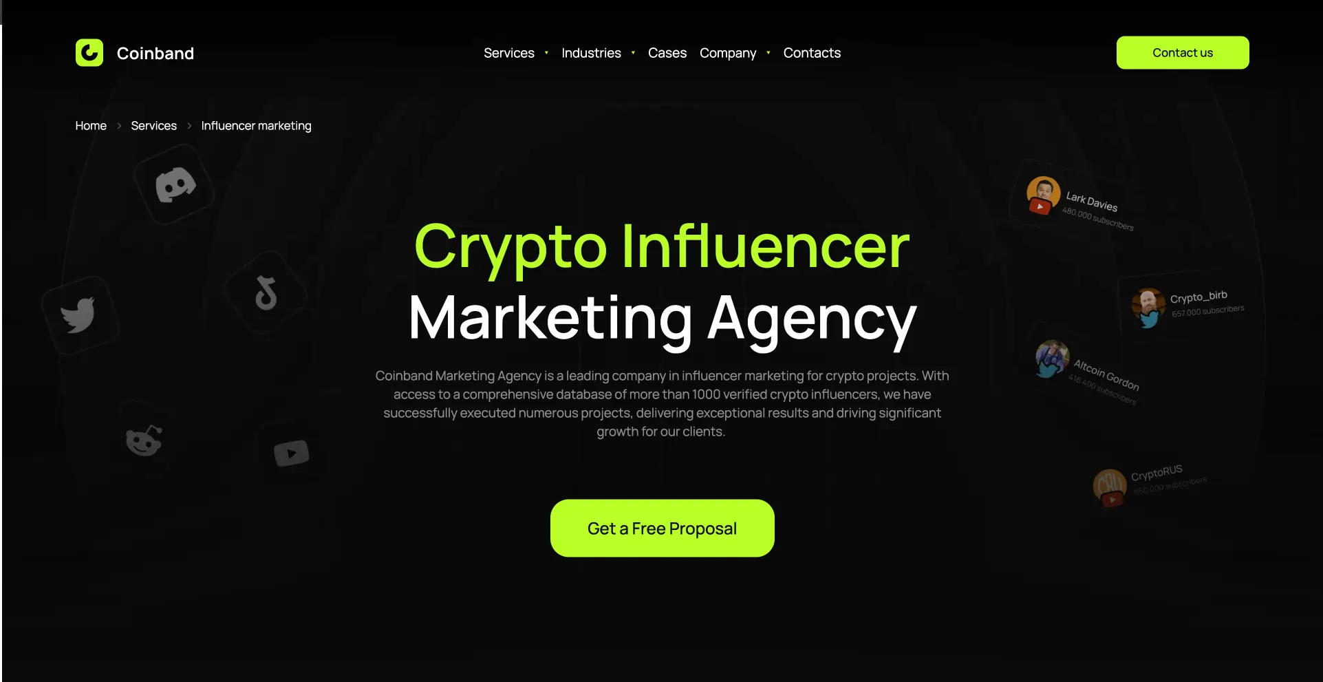 Coinband.io featured in the top 5 crypto influencer agencies of 2024